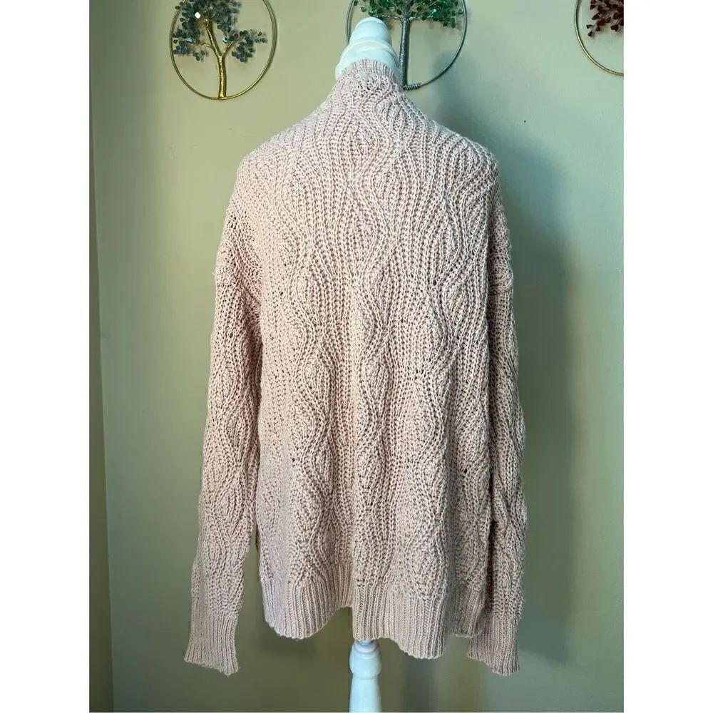 Universal Thread Pink Crochet Loose Knit Open Front Cardigan XS - Picture 6 of 8